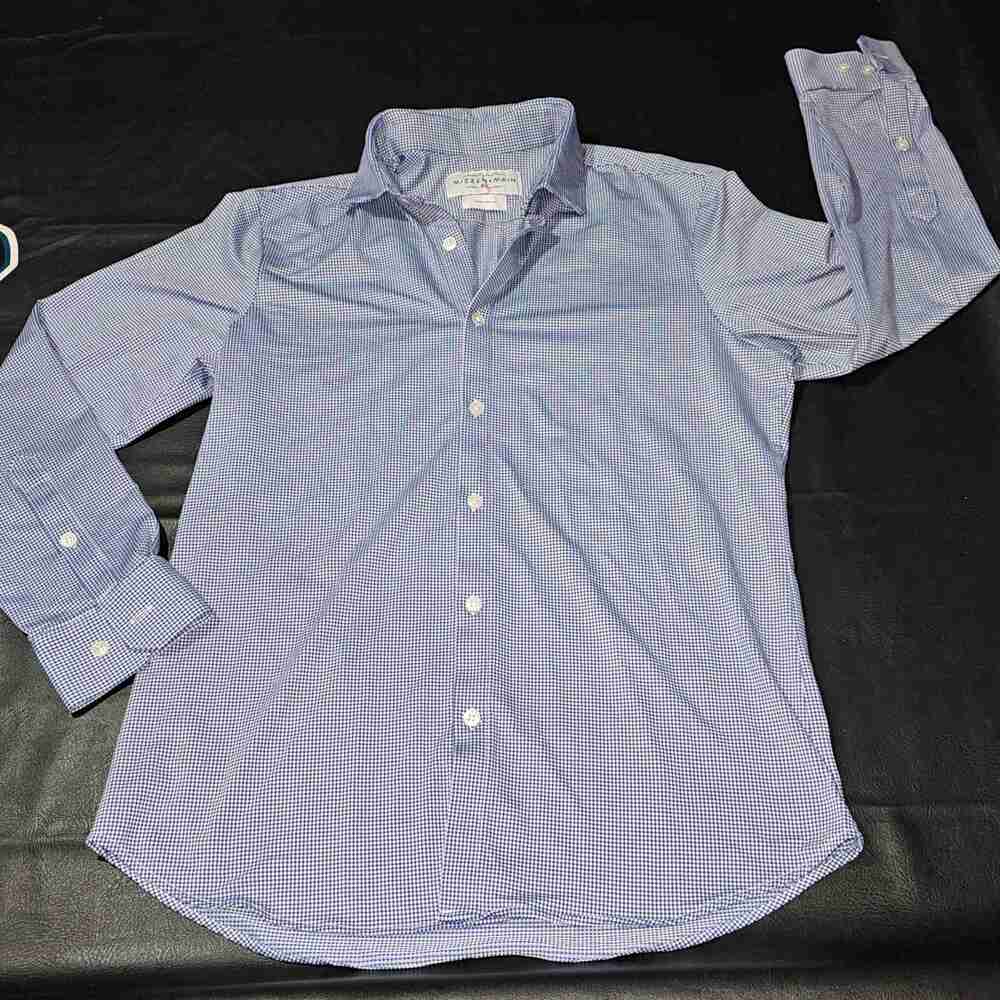 Mizzen + Main Mens Blue Spinnaker Long Sleeve Button Down Shirt Trim Fit Large